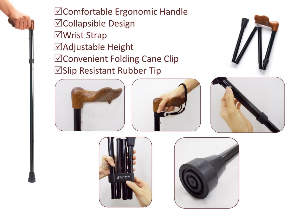 Includes coordinating wrist strap and folding cane clip